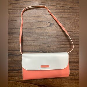 Vera Bradley coral and white leather purse 10”x6”